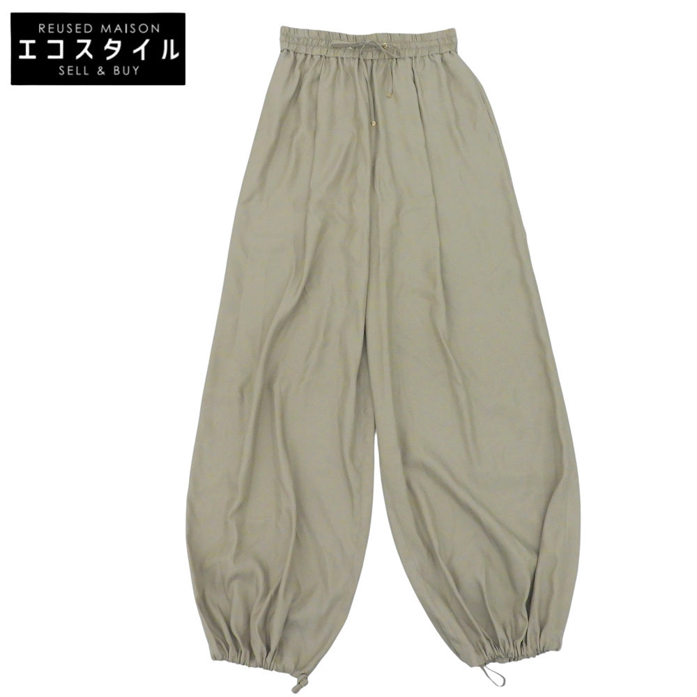 Deuxieme Classe ドゥーズィエムクラス 美品 キュプラ混 ドローストリング ワイドバルーンパンツ べージュ 38 26-030-560-3100 26SS ボトムス