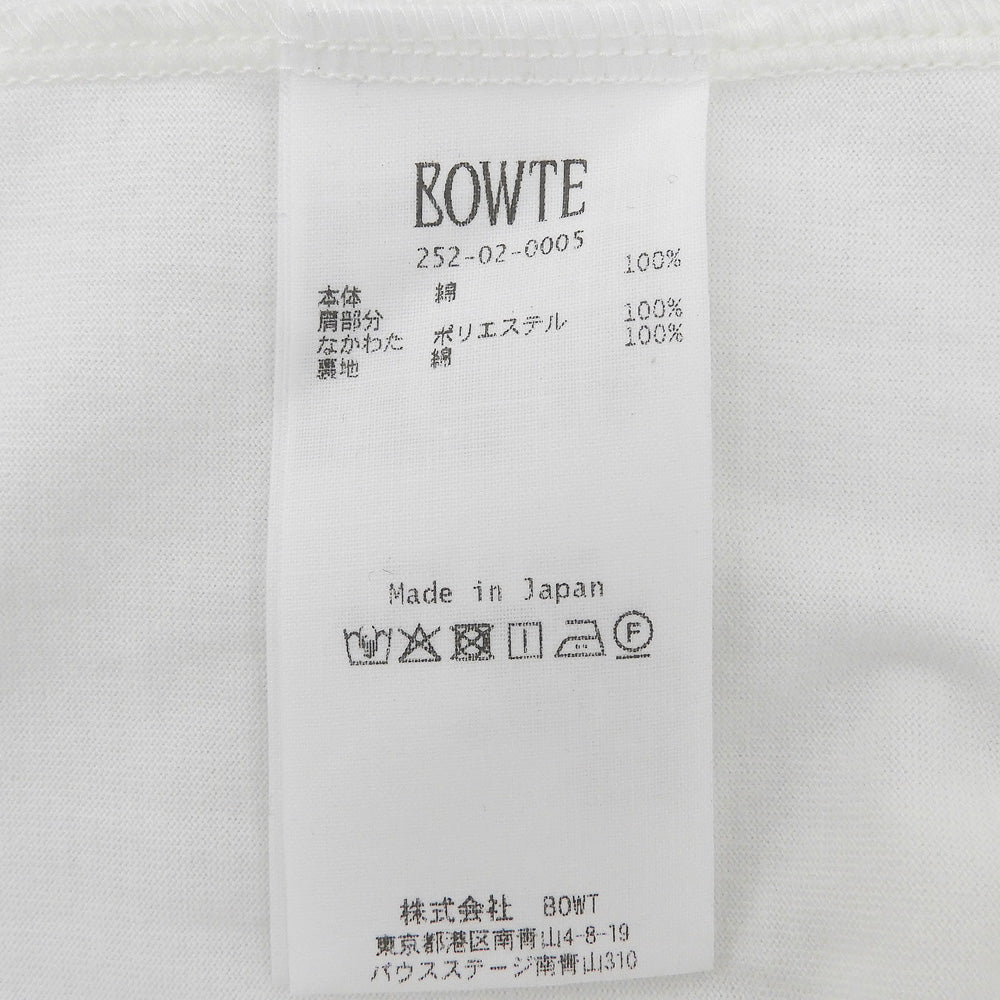BOWTE バウト 美品 スーピマコットン PADDED SHOULDER T-SHIRT トップス レディース 白 ホワイト 252-02-0005 25AW トップス