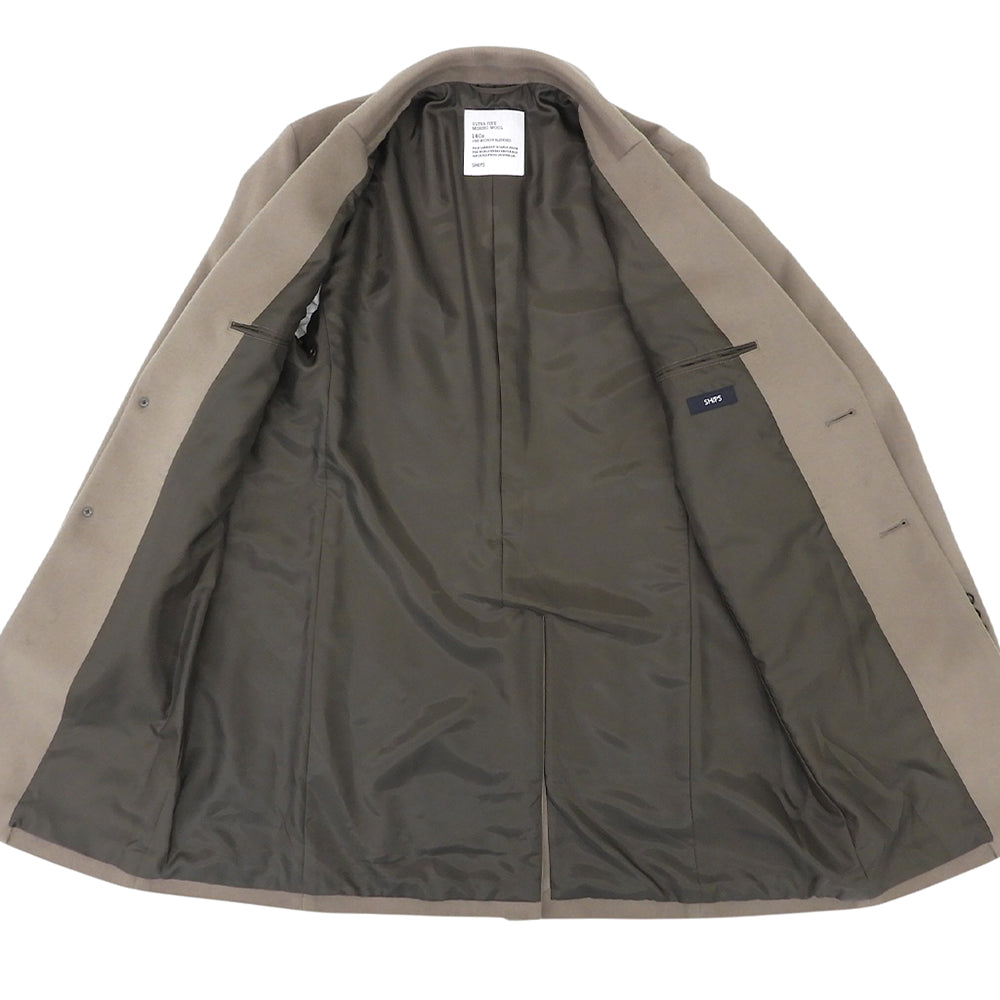 SHIPS シップス ULTRA FINE MERINO WOOL チェスターコート メンズ グレージュ M コート