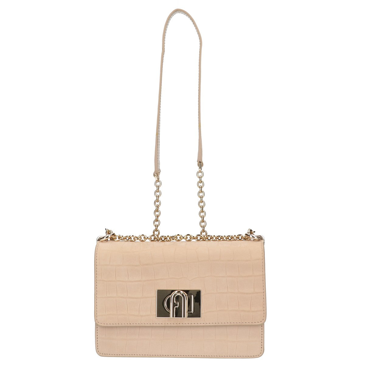 FURLA フルラ 1927 型押しレザー ミニ クロスボディ ショルダーバッグ
