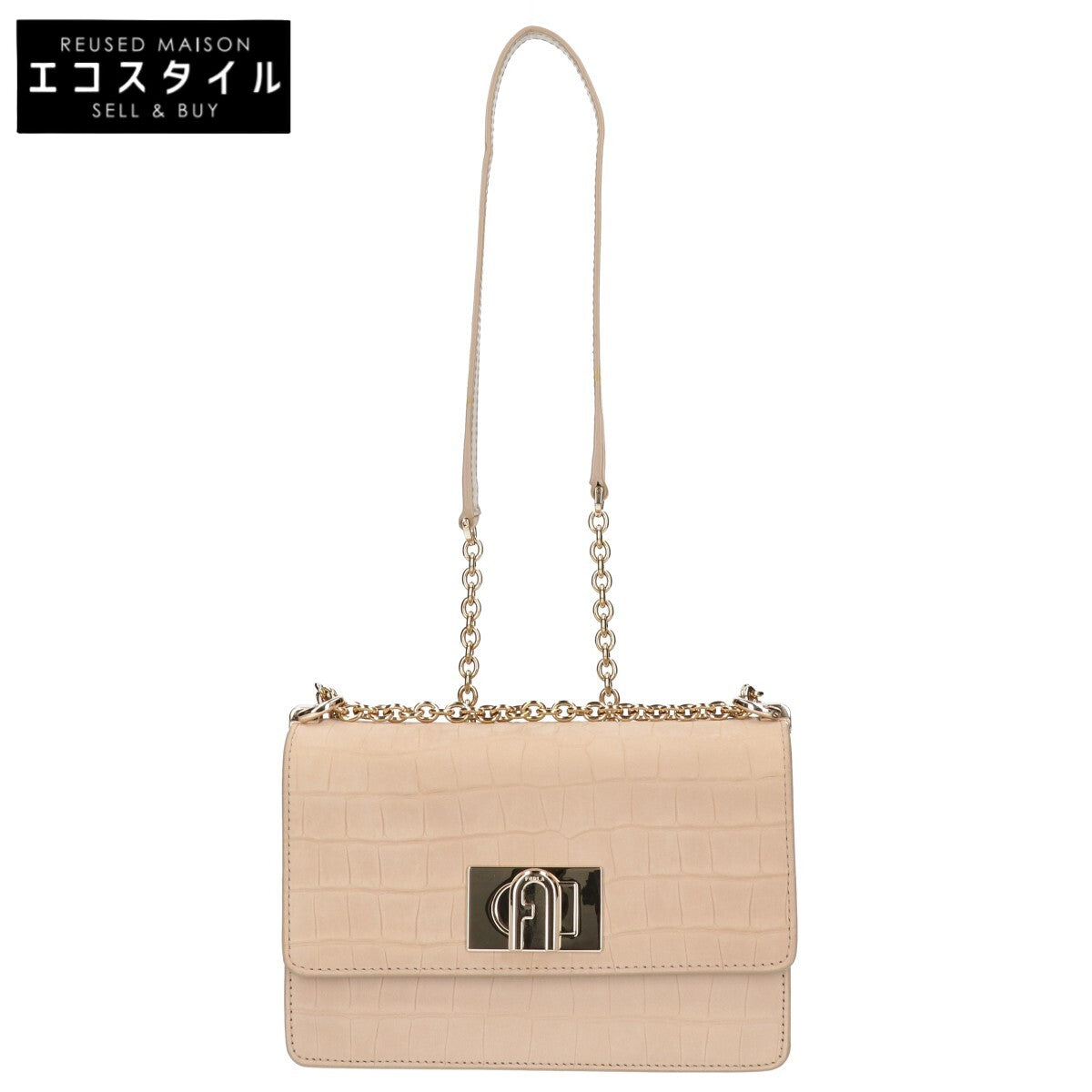 FURLA フルラ 1927 型押しレザー ミニ クロスボディ ショルダーバッグ