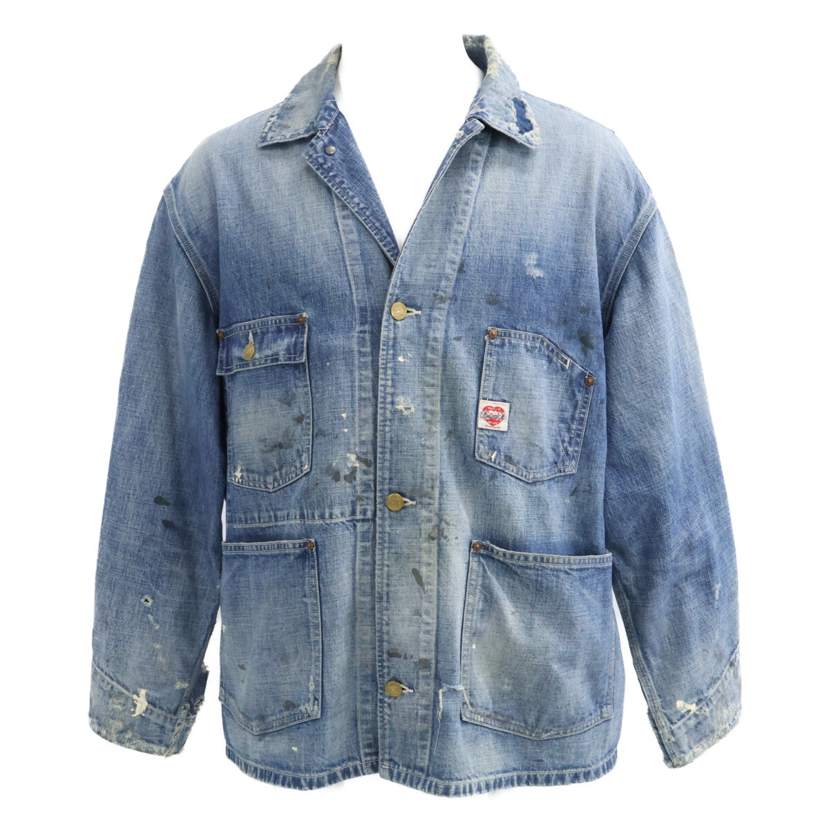 SAINT MICHAEL セントマイケル 【美品/国内正規/24年製】SM-YS8-0000-059 COVERALL/HEART TAG ヴィンテージ/ダメージ加工 デニム カバーオール ジャケット