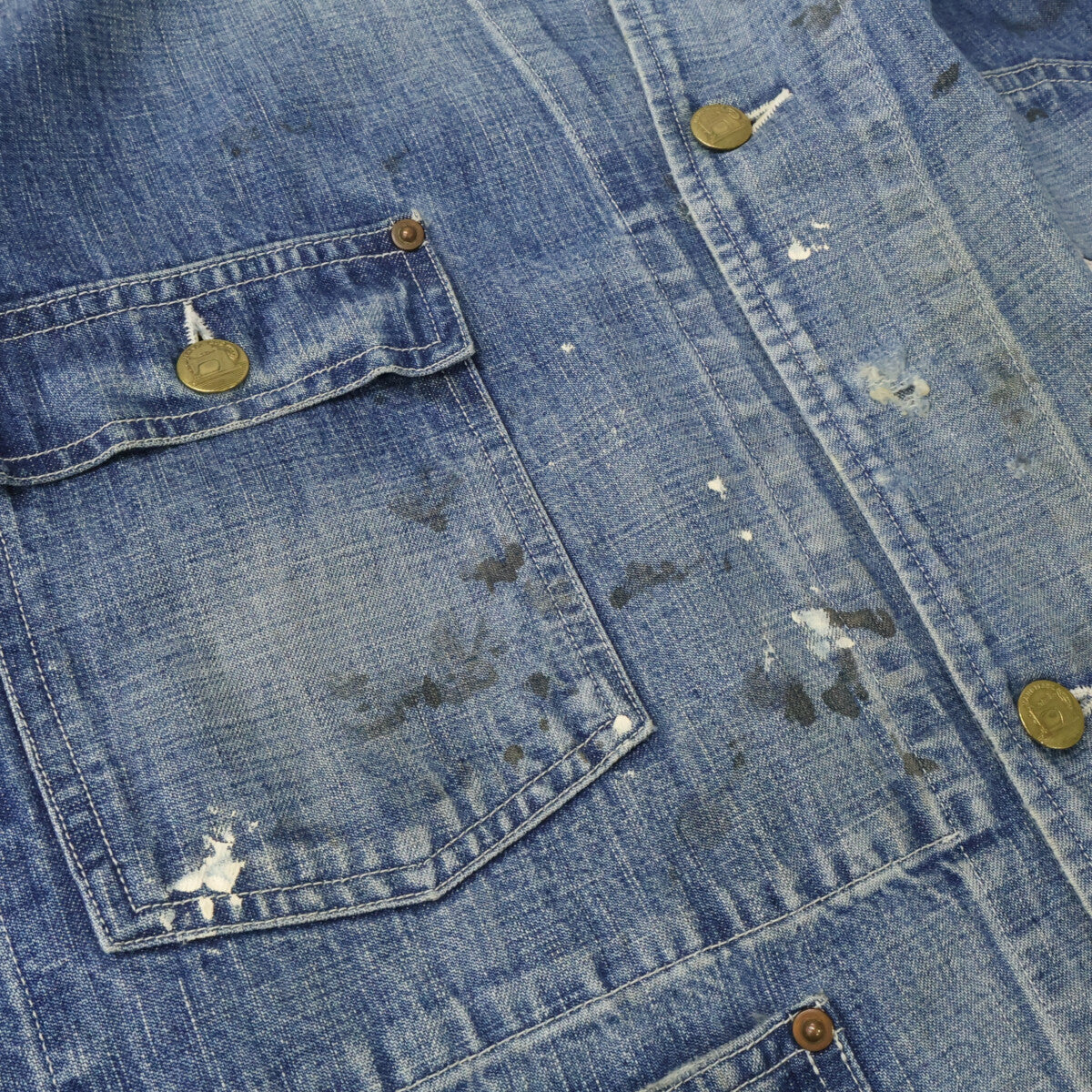SAINT MICHAEL セントマイケル 【美品/国内正規/24年製】SM-YS8-0000-059 COVERALL/HEART TAG ヴィンテージ/ダメージ加工 デニム カバーオール ジャケット