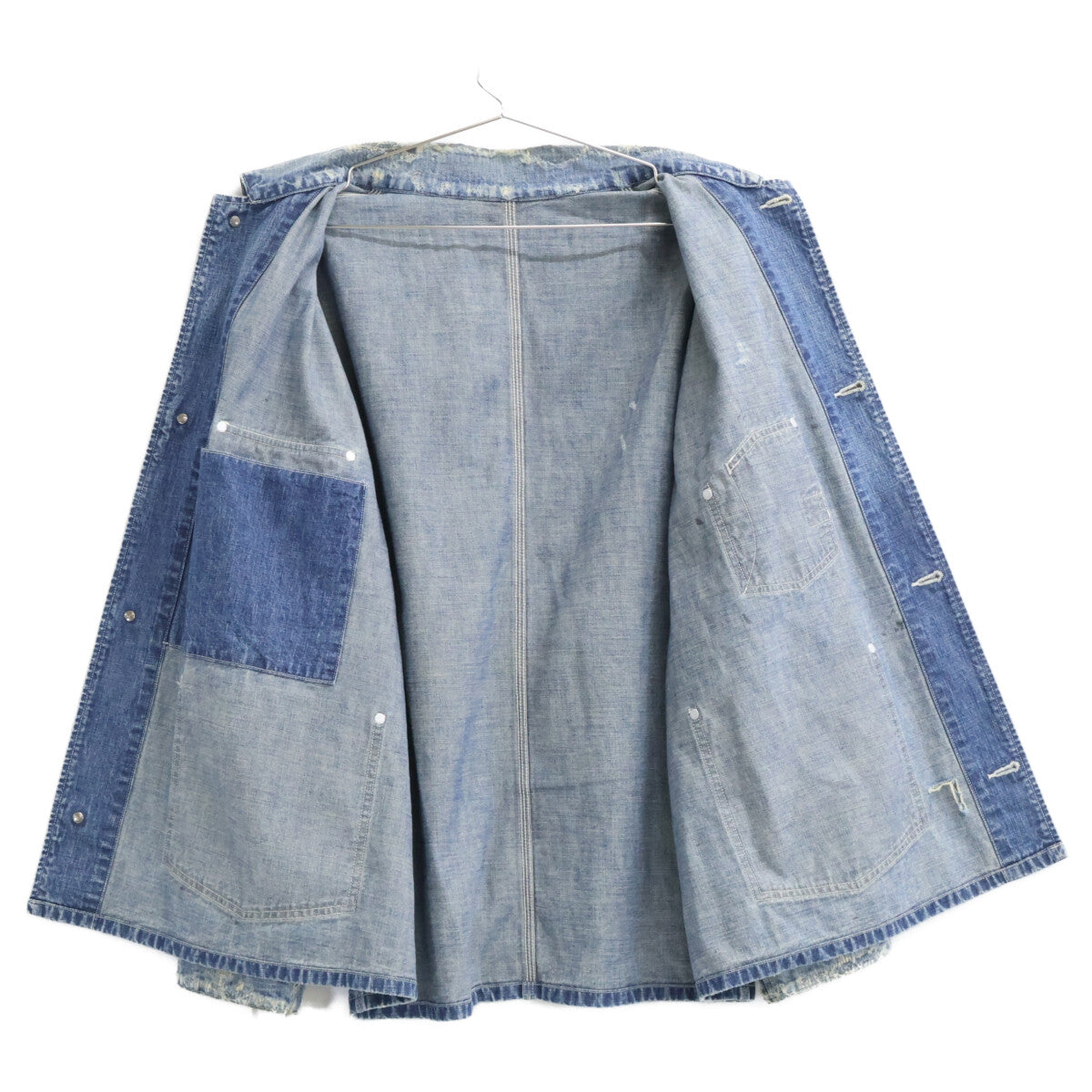 SAINT MICHAEL セントマイケル 【美品/国内正規/24年製】SM-YS8-0000-059 COVERALL/HEART TAG ヴィンテージ/ダメージ加工 デニム カバーオール ジャケット