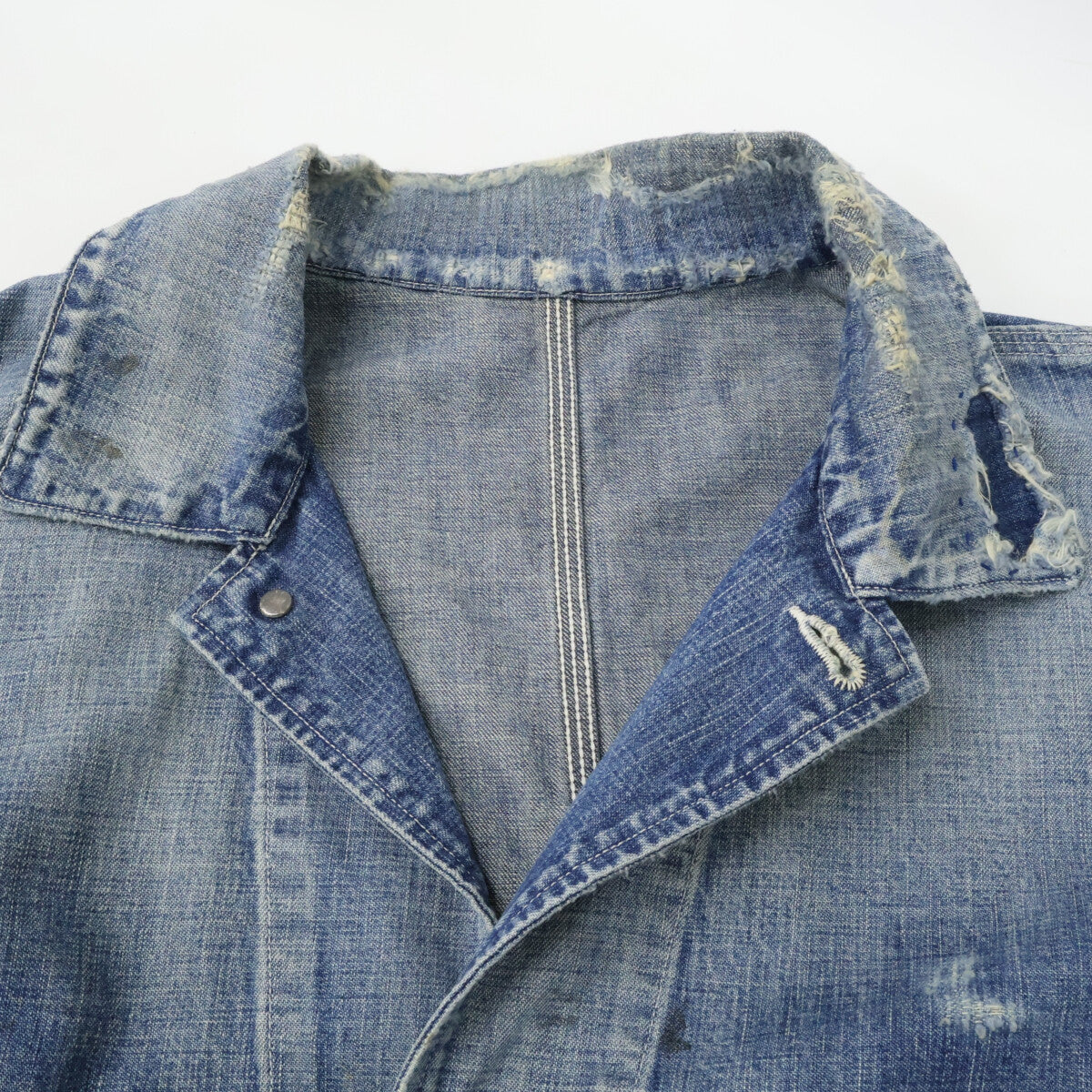 SAINT MICHAEL セントマイケル 【美品/国内正規/24年製】SM-YS8-0000-059 COVERALL/HEART TAG ヴィンテージ/ダメージ加工 デニム カバーオール ジャケット