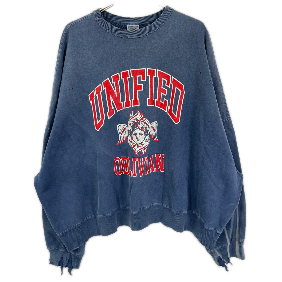 SAINT MICHAEL セントマイケル 24AW SM-YS1-0000-036 ネイビー CREW SWEAT UNIFIED ダメージ/フェード加工 プリントスウェット トップス