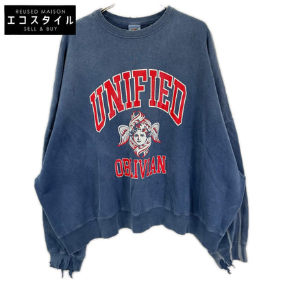 SAINT MICHAEL セントマイケル 24AW SM-YS1-0000-036 ネイビー CREW SWEAT UNIFIED ダメージ/フェード加工 プリントスウェット トップス