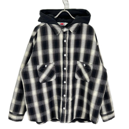 SAINT MICHAEL セントマイケル 23AW SM-A23-0000-046 ブラック×ホワイト SHIRT PARKA/CHECK ヴィンテージ加工 シャツパーカー ジャケット