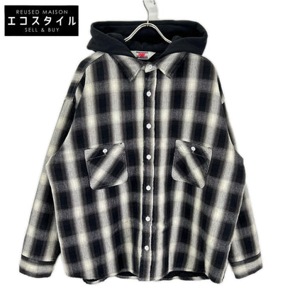SAINT MICHAEL セントマイケル 23AW SM-A23-0000-046 ブラック×ホワイト SHIRT PARKA/CHECK ヴィンテージ加工 シャツパーカー ジャケット