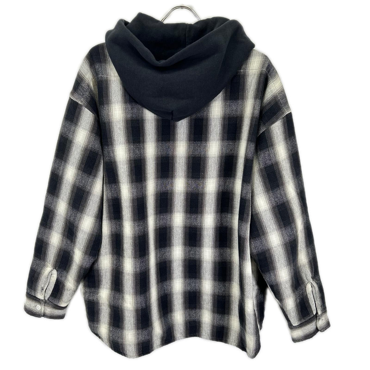 SAINT MICHAEL セントマイケル 23AW SM-A23-0000-046 ブラック×ホワイト SHIRT PARKA/CHECK ヴィンテージ加工 シャツパーカー ジャケット