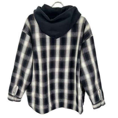 SAINT MICHAEL セントマイケル 23AW SM-A23-0000-046 ブラック×ホワイト SHIRT PARKA/CHECK ヴィンテージ加工 シャツパーカー ジャケット