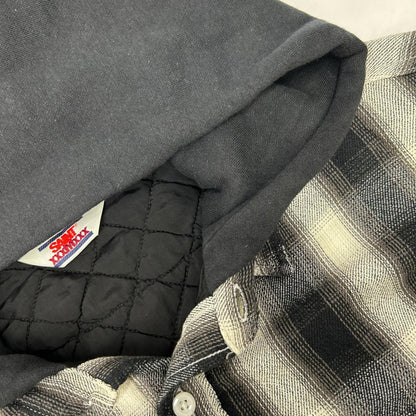 SAINT MICHAEL セントマイケル 23AW SM-A23-0000-046 ブラック×ホワイト SHIRT PARKA/CHECK ヴィンテージ加工 シャツパーカー ジャケット