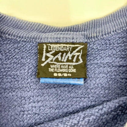 SAINT MICHAEL セントマイケル 25AW SM-HR1-0000-048 ネイビー SAINT POWER CRW NECK SWT ダメージ/フェード加工 プリントスウェット トップス