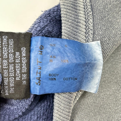 SAINT MICHAEL セントマイケル 25AW SM-HR1-0000-048 ネイビー SAINT POWER CRW NECK SWT ダメージ/フェード加工 プリントスウェット トップス