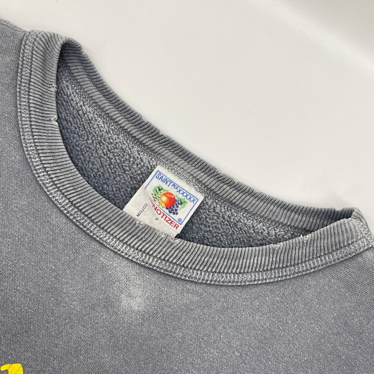 SAINT MICHAEL セントマイケル 24SS SM-YS8-0000-029 ネイビー CRW SWEAT/FATAL LIFE ダメージ/フェード加工 プリントスウェット トップス