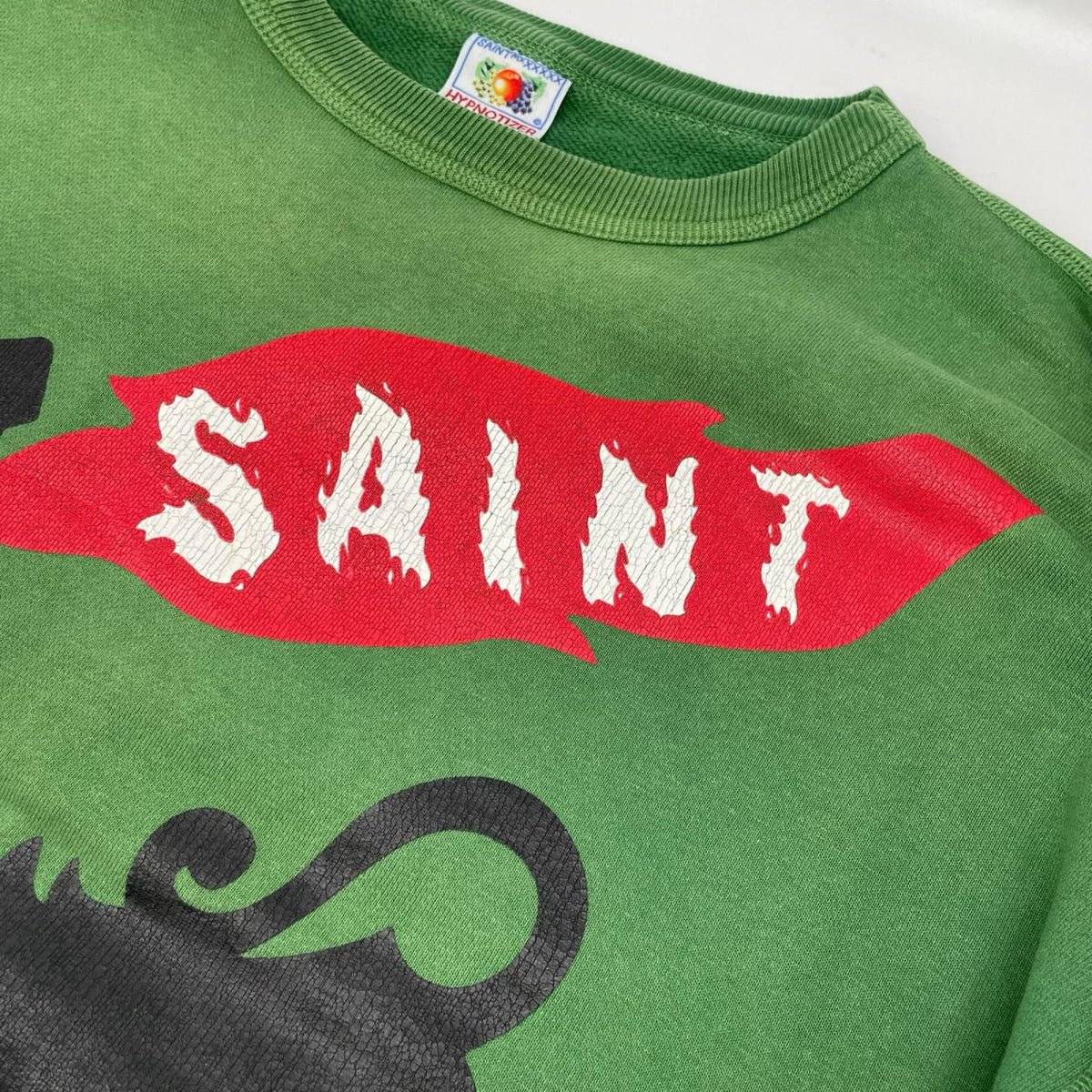 SAINT MICHAEL セントマイケル 23AW SM-A23-0000-021 グリーン CRW N SWT/ CERBERUS フェード加工 プリントスウェット トップス