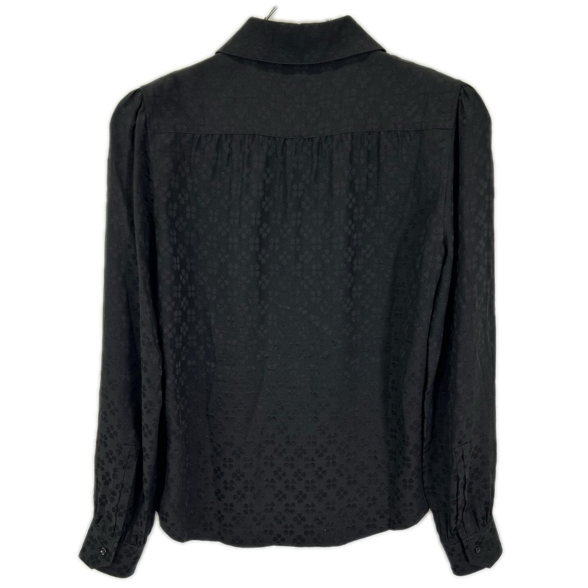 SAINT LAURENT PARIS サンローランパリ 21年製 680733 ブラック フラワー総柄 シルク100 ギャザーシャツ トップス