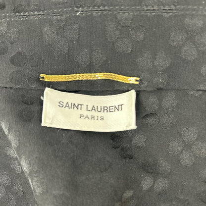 SAINT LAURENT PARIS サンローランパリ 21年製 680733 ブラック フラワー総柄 シルク100 ギャザーシャツ トップス