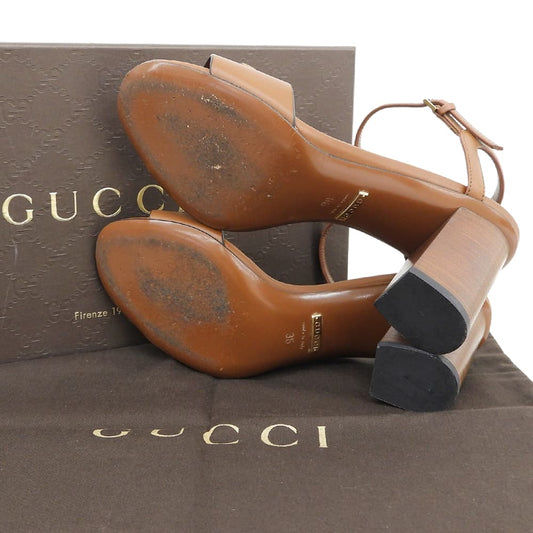 GUCCI グッチ ホースビット金具 チャンキーヒール ストラップ サンダル シューズ レディース ブラウン 35 シューズ