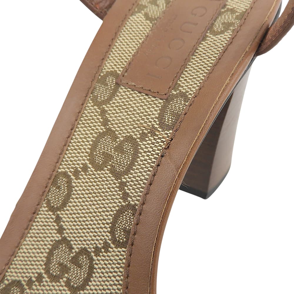 GUCCI グッチ ホースビット金具 チャンキーヒール ストラップ サンダル シューズ レディース ブラウン 35 シューズ