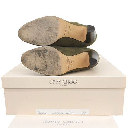 JIMMY CHOO ジミーチュウ スエード サイドベルト ハイカット ブーツ シューズ レディース カーキ 36 シューズ
