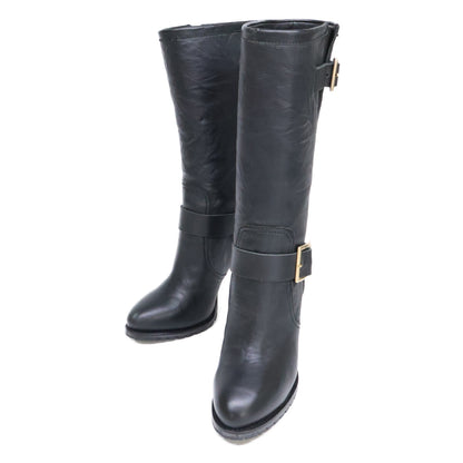 JIMMY CHOO ジミーチュウ 【新品同様】124 GALEN BIKER LEATHER UNLINED レザー バイカー ブーツ シューズ