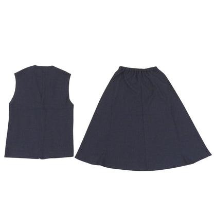 美品 Vネック ジレ＆フレア スカート セットアップ スーツ レディース ネイビー ONE SIZE 25年製 スーツ セットアップ