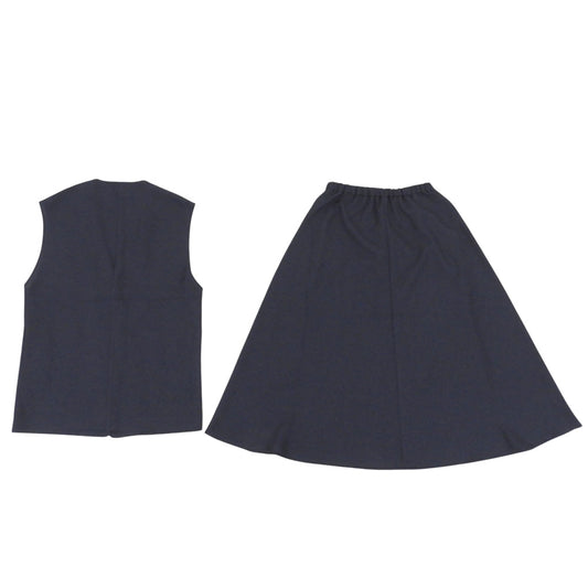 美品 Vネック ジレ＆フレア スカート セットアップ スーツ レディース ネイビー ONE SIZE 25年製 スーツ セットアップ