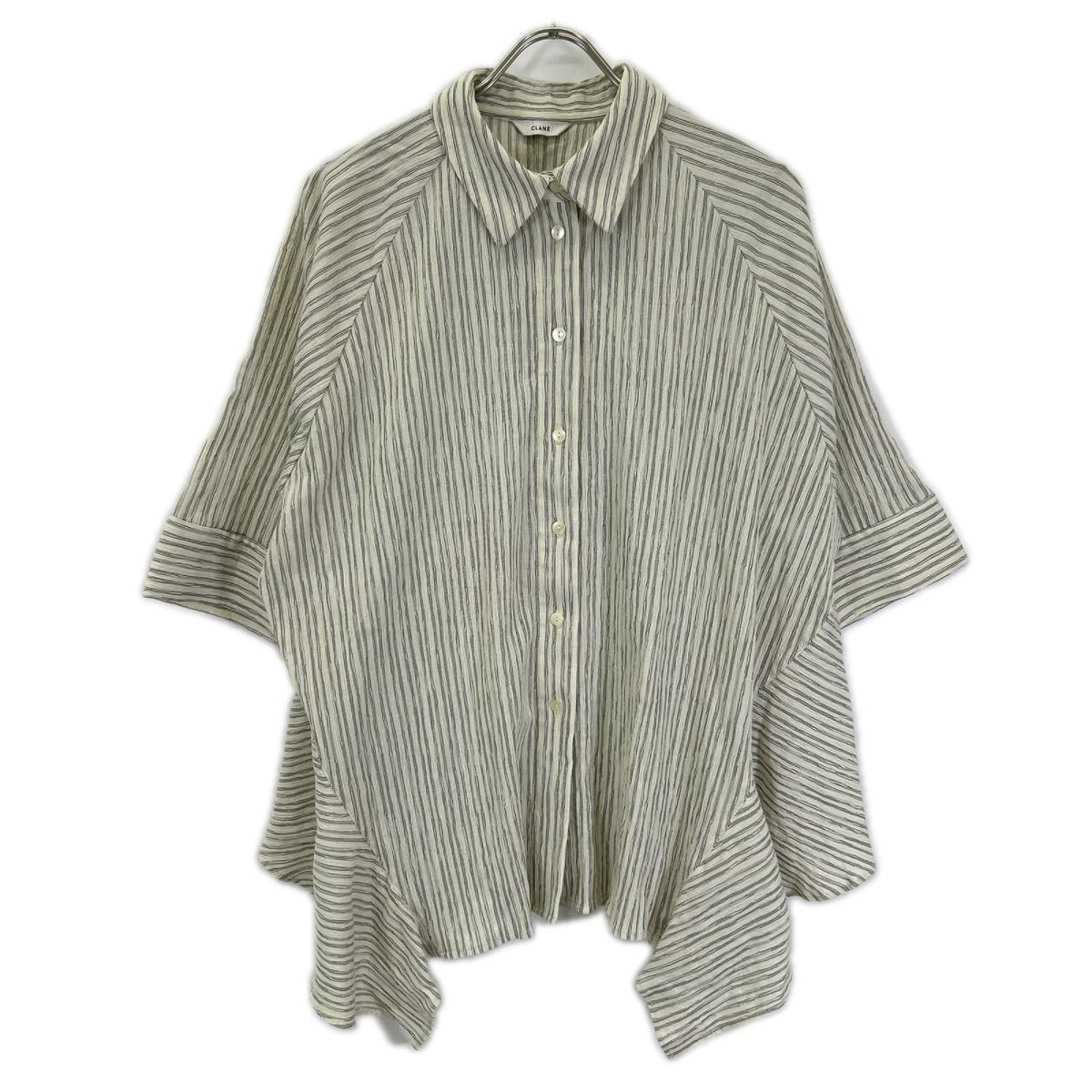 CLANE クラネ ホワイト COTTON CREPE BACK FRILL SHIRT シャツ トップス