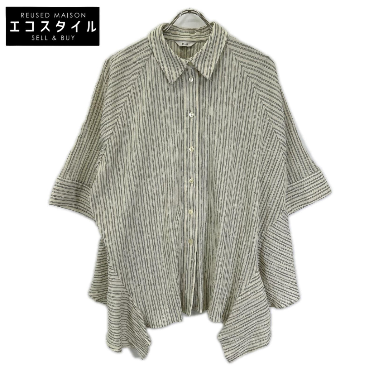 CLANE クラネ ホワイト COTTON CREPE BACK FRILL SHIRT シャツ トップス