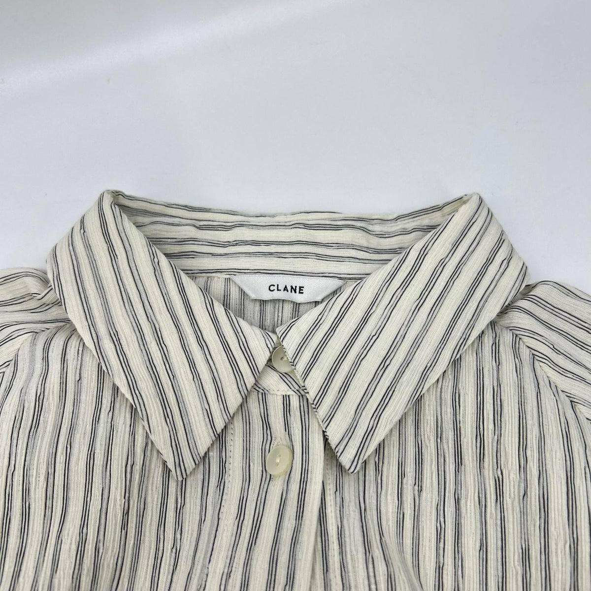 CLANE クラネ ホワイト COTTON CREPE BACK FRILL SHIRT シャツ トップス