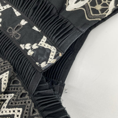 sacai サカイ 19-04736 19SS ブラック 刺繍デザイン アシンメトリープリーツ ノースリーブ トップス