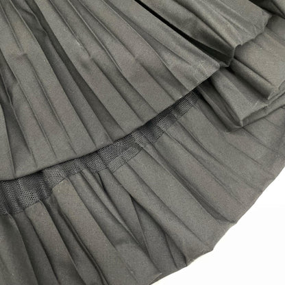 sacai サカイ 19-04736 19SS ブラック 刺繍デザイン アシンメトリープリーツ ノースリーブ トップス