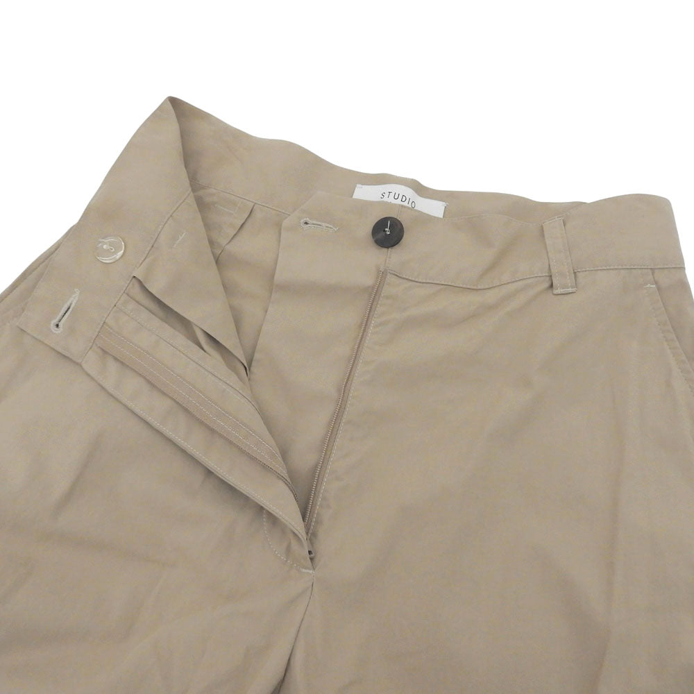 STUDIO NICHOLSON スタジオ ニコルソン WIDE CROP PANT ワイドクロップパンツ コットン ボトムス レディース ベージュ 00 52-10-731043 ボトムス
