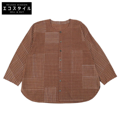 Babaghuri ババグーリ 美品 コットン100 チェック クルーネック シャツ トップス レディース ブラウン S J0553FB381 25年製 トップス