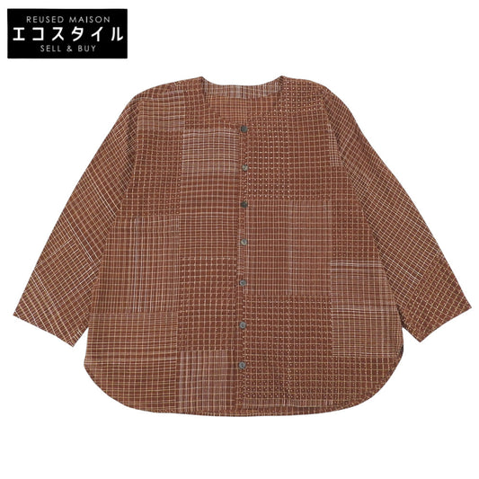 Babaghuri ババグーリ 美品 コットン100 チェック クルーネック シャツ トップス レディース ブラウン S J0553FB381 25年製 トップス