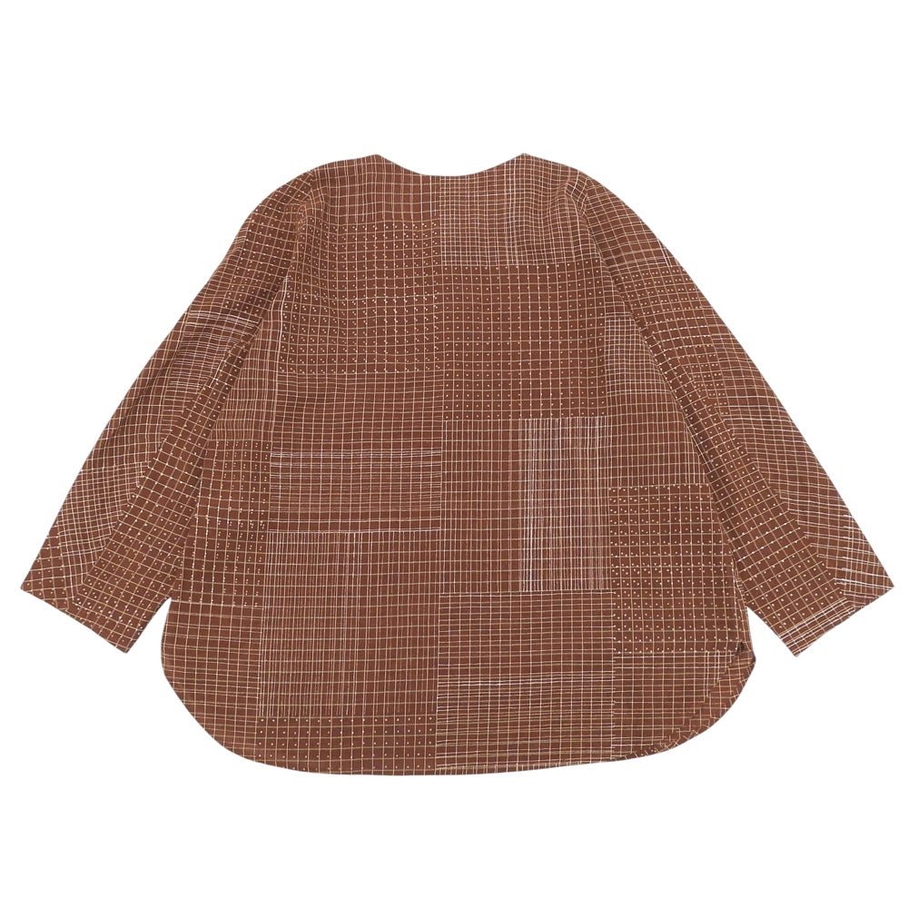 Babaghuri ババグーリ 美品 コットン100 チェック クルーネック シャツ トップス レディース ブラウン S J0553FB381 25年製 トップス
