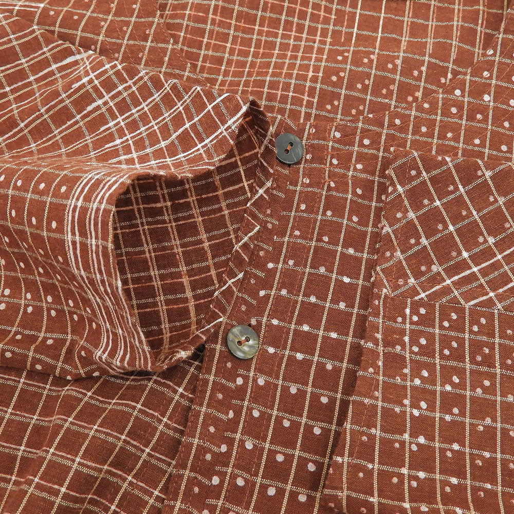 Babaghuri ババグーリ 美品 コットン100 チェック クルーネック シャツ トップス レディース ブラウン S J0553FB381 25年製 トップス