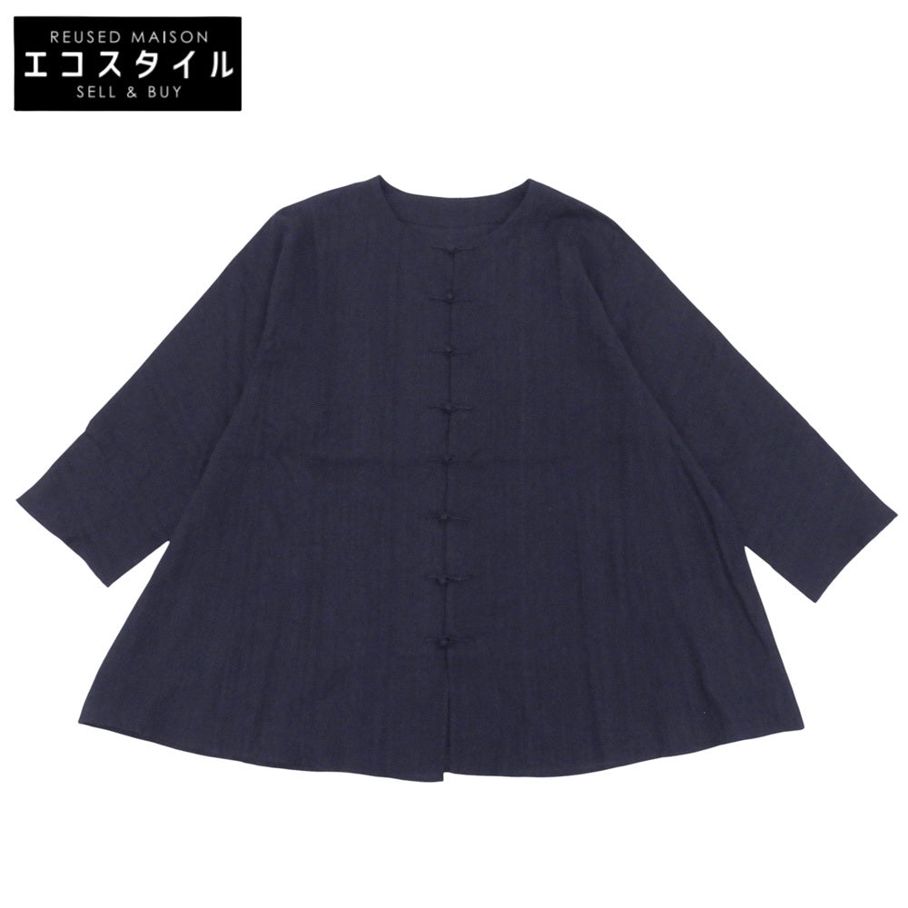 JURGEN LEHL ヨーガンレール 美品 コットン チャイニーズデザインシャツ トップス レディース ネイビー S J0132FB852 トップス