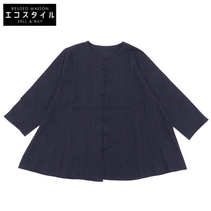 JURGEN LEHL ヨーガンレール 美品 コットン チャイニーズデザインシャツ トップス レディース ネイビー S J0132FB852 トップス
