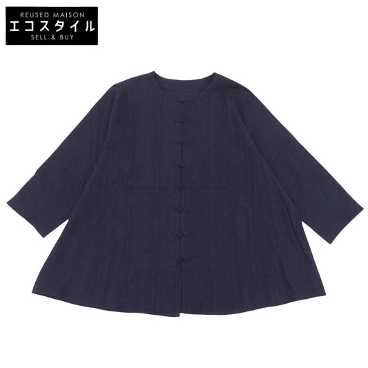 JURGEN LEHL ヨーガンレール 美品 コットン チャイニーズデザインシャツ トップス レディース ネイビー S J0132FB852 トップス