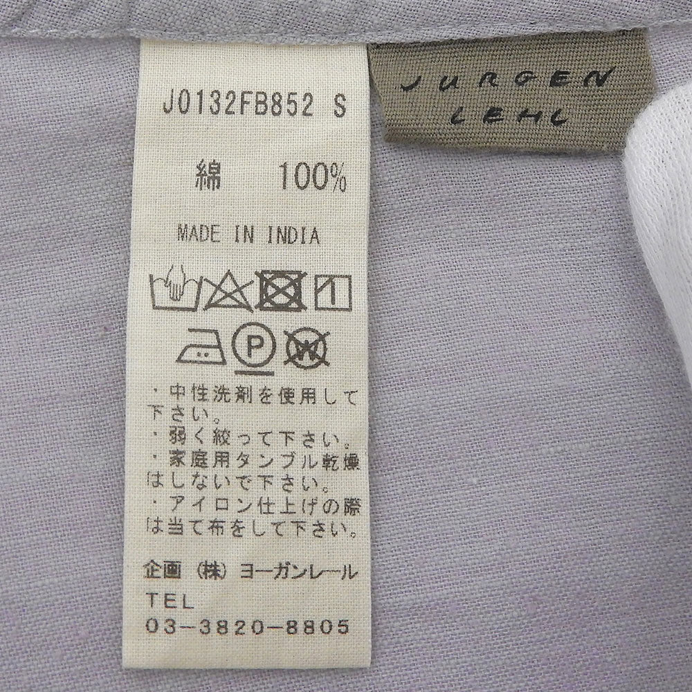 JURGEN LEHL ヨーガンレール 美品 コットン チャイニーズデザインシャツ トップス レディース ライトパープル S J0132FB852 トップス