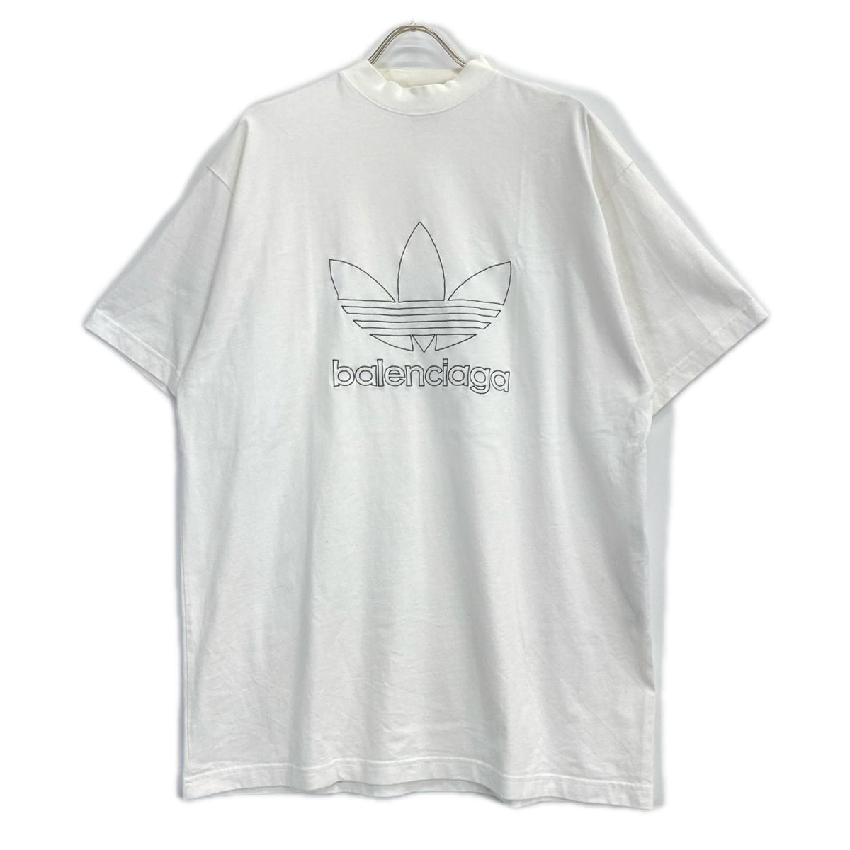 BALENCIAGA バレンシアガ 【×Adidas】723976 22年 ホワイト ロゴ刺繍 クルーネックTシャツ トップス