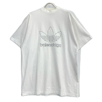 BALENCIAGA バレンシアガ 【×Adidas】723976 22年 ホワイト ロゴ刺繍 クルーネックTシャツ トップス