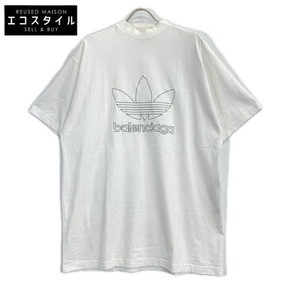 BALENCIAGA バレンシアガ 【×Adidas】723976 22年 ホワイト ロゴ刺繍 クルーネックTシャツ トップス
