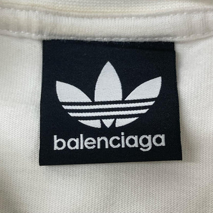 BALENCIAGA バレンシアガ 【×Adidas】723976 22年 ホワイト ロゴ刺繍 クルーネックTシャツ トップス