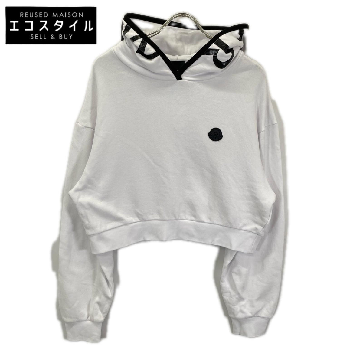 MONCLER モンクレール 20年製 ホワイト MAGLIA CON CAPPUCCIO クロップドパーカー トップス