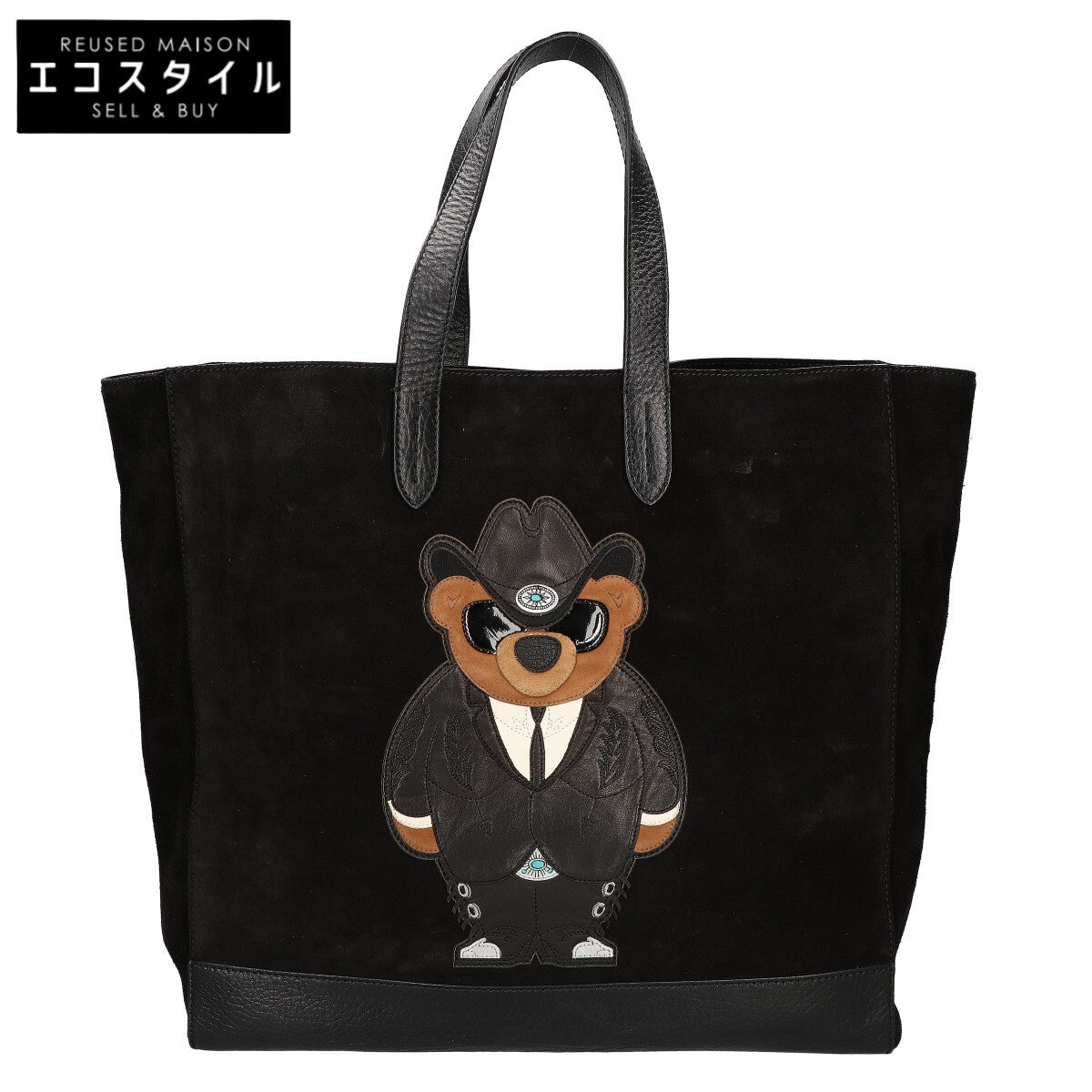 RalphLauren PURPLE LABEL ラルフローレン パープルレーベル 437676082001 スエードxレザー ポロベア トートバッグ
