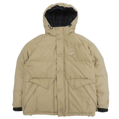 stussy ステューシー オールドステューシー GEAR ロゴワッペン フーディ ダウンジャケット メンズ ベージュ L 90's ジャケット