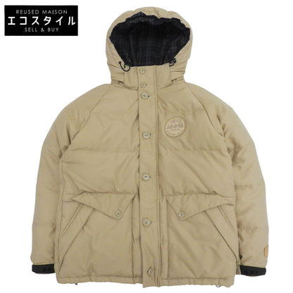 stussy ステューシー オールドステューシー GEAR ロゴワッペン フーディ ダウンジャケット メンズ ベージュ L 90's ジャケット